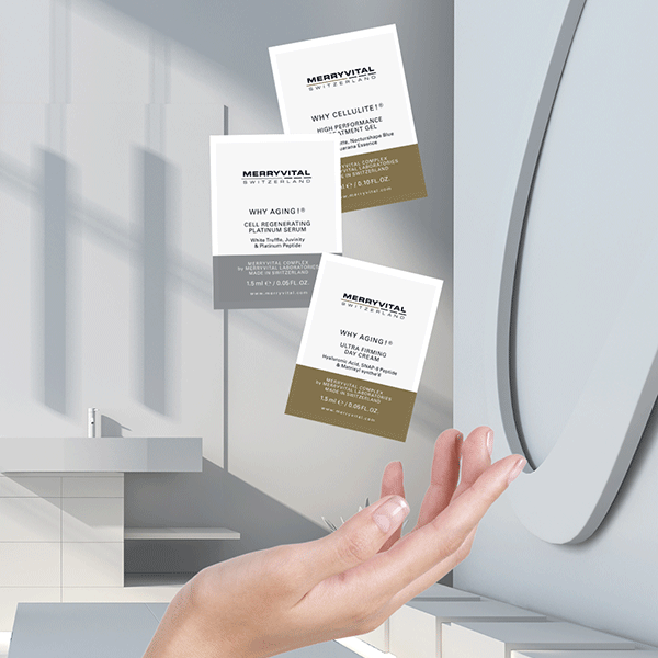 sachets in grey bathroom